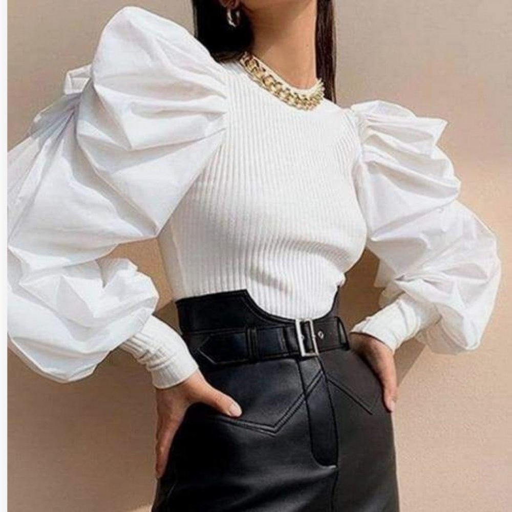Zara puff sleeves top bloggers favorite